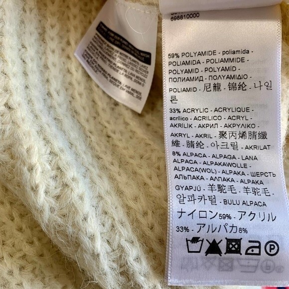 Levi's cream sweater alpaca blend Ava Cable Cream Long  sleeve sweater size M - Picture 8 of 9